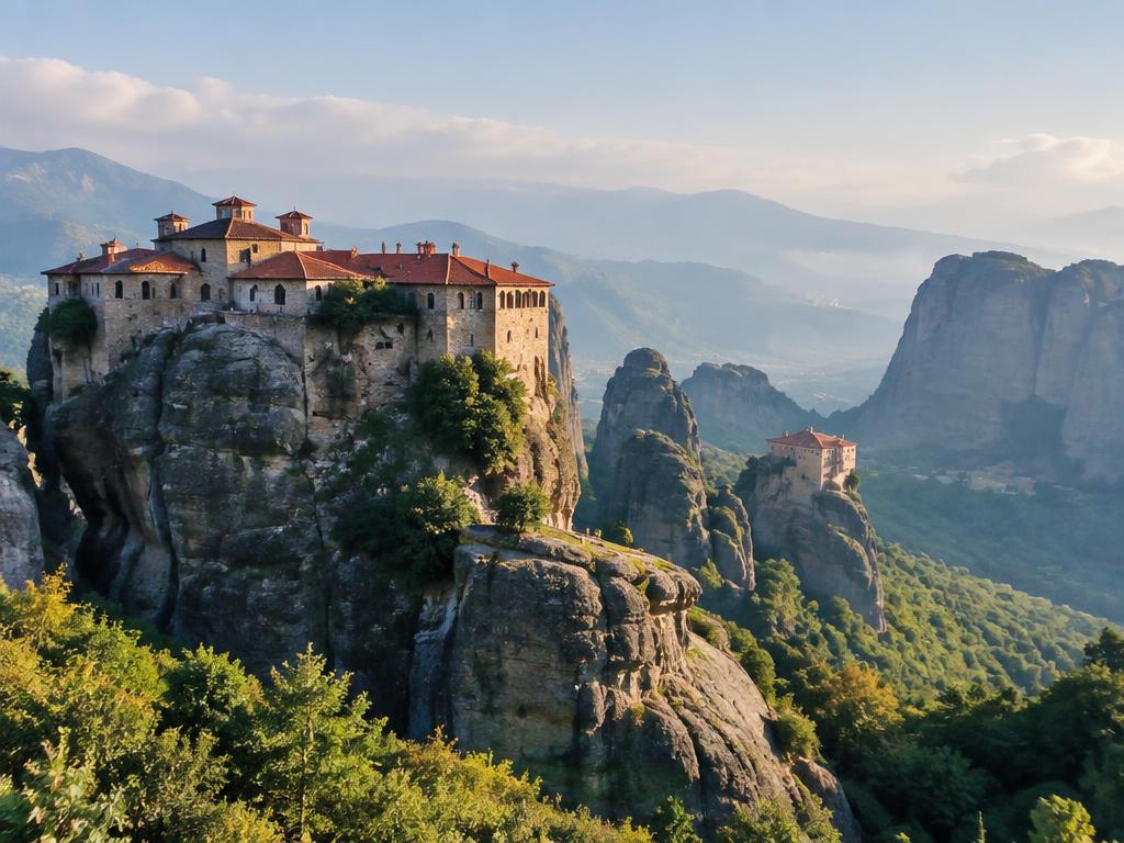 Monasterios de Meteora sobre los acantilados